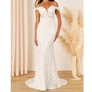 Lulus Precious Romance White Embroidered Off The Shoulder Maxi Dress 4